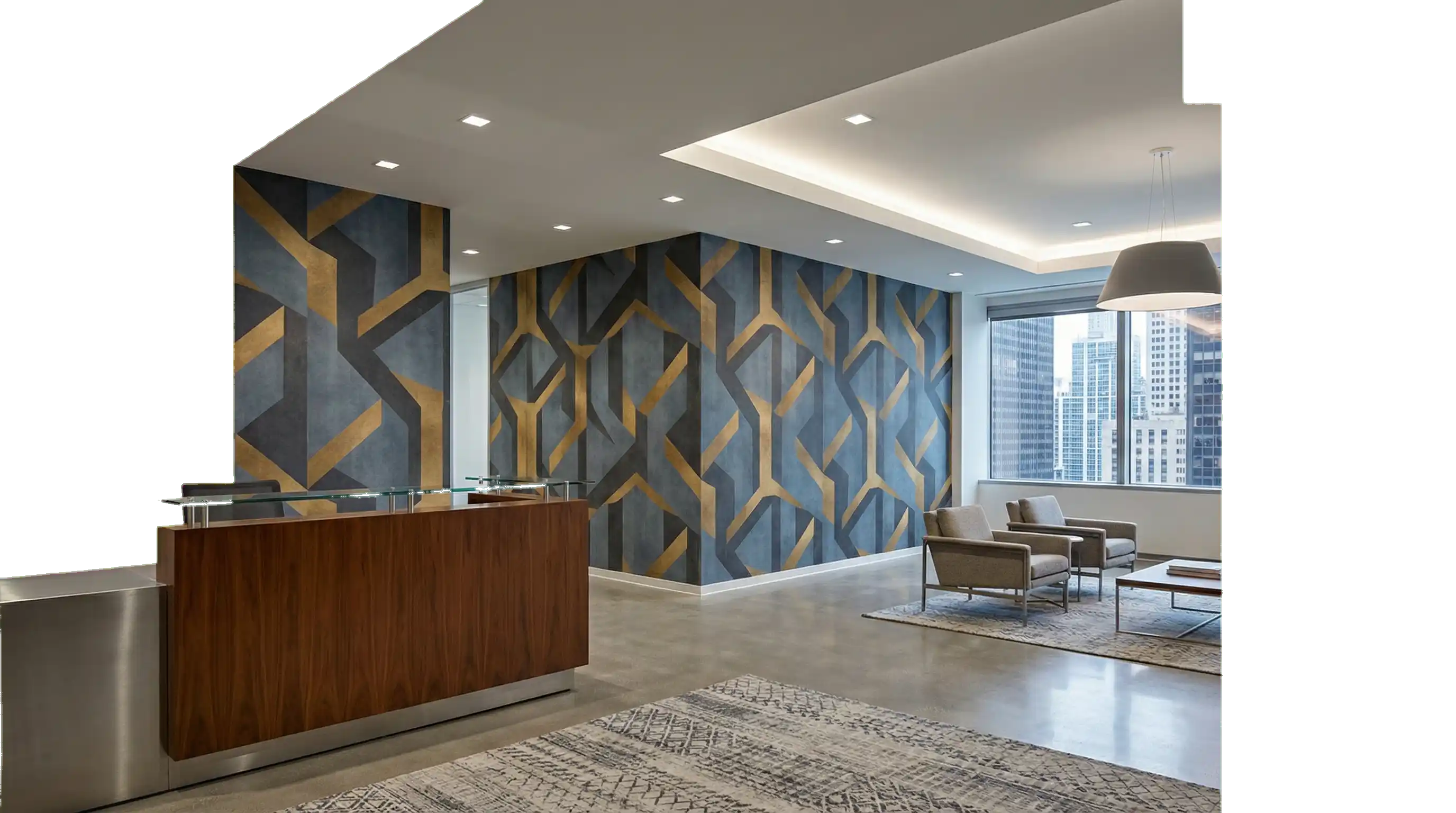 Professional wallpaper installer working in San Francisco Bay Area home